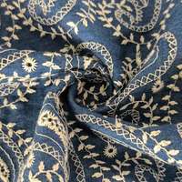 Nouveau design GRS 100% coton biologique importé tissé brodé Tissu bleu à motif damassé paisley pour chemises de garçons Utilisation en extérieur