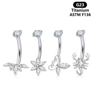Populaire Mode Titanium-6AL4V-ELi Astm F136 Implantaat Kwaliteit Titanium Lichaam Sieraden Navel Ringen Navel Bars Piercing - Product Image 2