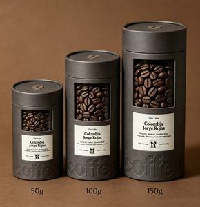 Eco-Friendly Kraft Paper Coffee Tube With Gold <b>Foil</b> Design Recyclable Cylindrical Canister For Coffee Beans Storage - Product Image 4