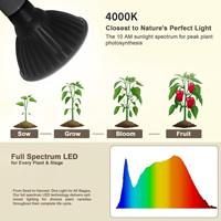 Ampoule LED PAR38 pour culture de plantes, 22W, 3 spectres, avec minuterie E26/E27, haute performance PPF 28,5μmol/s, lumière d'appoint pour plantes d'intérieur