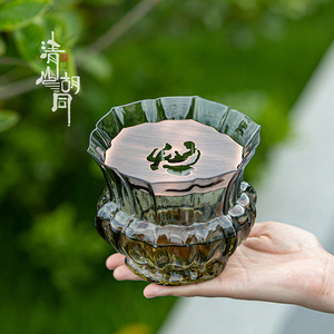 Cuenco de cristal Lotus para enjuague de té con tapa resistente al calor para juego de té Kung Fu - Product Image 2