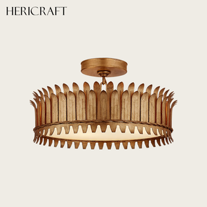 Plafonnier semi-encastré/éclairage <span class=keywords><strong>de</strong></span> plafond Antique Leaf en fer doré, style bohème organique, pour chambre, salle <span class=keywords><strong>de</strong></span> bain, salon, 110V - Product Image 2
