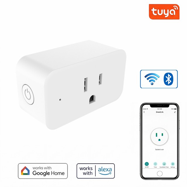 15A ETL FCC Smart Plug Tuya WiFi for Alexa Google App Control No Hub Required Smart Socket for Home