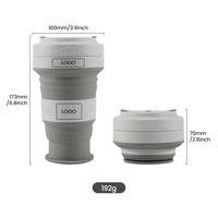 Nouvelle tasse de voyage en silicone pliable de 550 ml, qualité alimentaire, isolée thermiquement, sans BPA, incassable, pour café, vente en gros