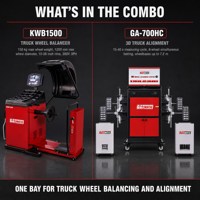 Équilibreuse de roues de camion GATmatic KWB1500 avec pack combo d'alignement 3D GA-700HC pour atelier de réparation de camions