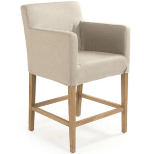 Taburete Alto Avignon Slipcover Counter de Roble Natural, Lino y Espuma, Resistente, para Bar en Casa y Comedor - Product Image 6