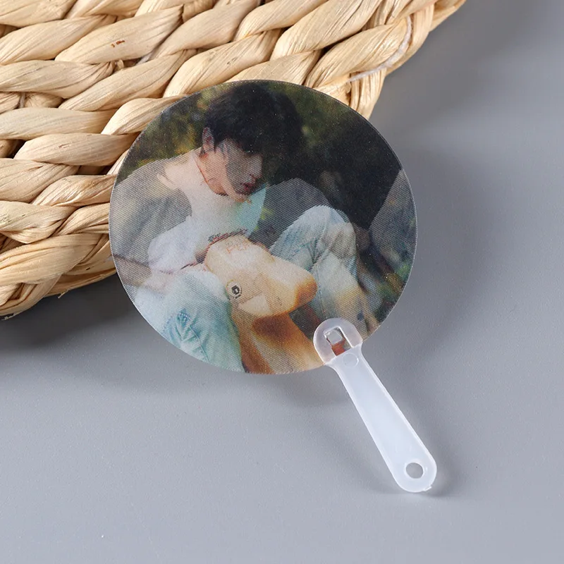 Пользовательская форма и логотип линзовидный 3D-мультяшный концертный узор Прозрачный Ручной Веер