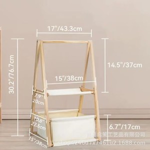 Wooden Baby <b>Clothes</b> <b>Rack</b> With Storage Basket For 0-12 Months Infant Clothing Organization Double Layer Design - Product Image 4