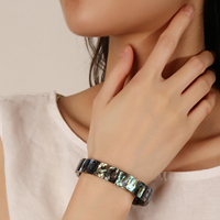 Bracelet extensible rectangulaire fin en coquillage naturel, coquille d'ormeau et nacre, pour femme, bijoux de mode quotidiens, vente en gros