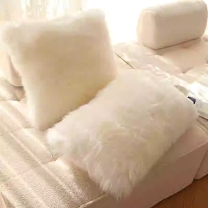 Coussin en <span class=keywords><strong>feutre</strong></span> de peau de mouton australienne de qualité supérieure, confortable et pratique pour la lecture à la maison et le repos au lit, coloré - Product Image 5