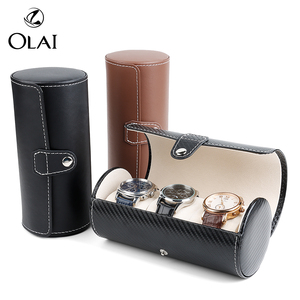Pochette ronde pour <span class=keywords><strong>montre</strong></span> de présentation en cuir PU support de <span class=keywords><strong>montre</strong></span> de luxe étuis pour montres de <span class=keywords><strong>voyage</strong></span> pochette roulante vente en gros - Product Image 3