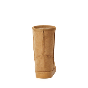 Camel Suede Look Mid Calf Winter <b>Boots</b> Slip On Stitched Classic Warm Shoes - Product Image 6