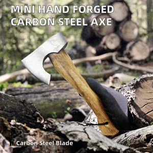 Thewizcrafts Hachette de camping mini à dos plat en acier au carbone forgé à la main, manche en bois, qualité DIY et industrielle, pour survie en extérieur - Product Image 2