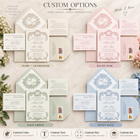 Suite d'invitations de mariage personnalisées avec monogramme en relief, papier texturé, carte RSVP, doublure d'enveloppe, motif floral, vente en gros, faible MOQ