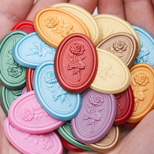 Autocollants de sceau de cire ovales en relief, motif rose, plusieurs options de couleurs, pour la décoration et la fermeture des enveloppes - Product Image 1