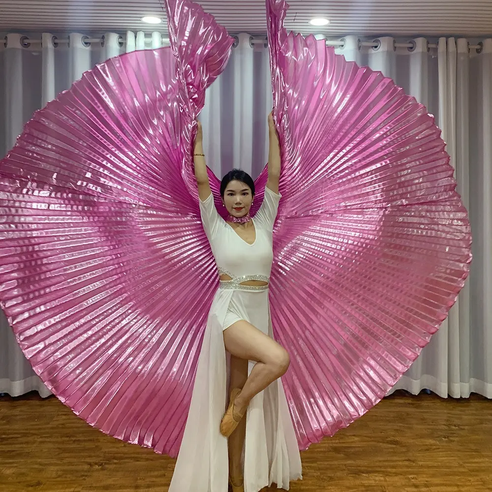 그녀는 춤 숙녀 밸리 댄스 공연 무대 액세서리 핑크 Isis 날개 동양 이집트 인도 아랍어 밸리 댄서'