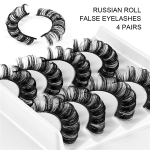 Cils synthétiques Flash Girl faits à la main en gros, paquet de 4 paires, aspect naturel russe pour un volume intense et une simulation réaliste - Product Image 2