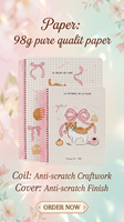 Carnet à spirales A5 SYCC, couverture rigide en papier imprimé numérique, rose mignon, agenda scolaire, planificateur quotidien, cadeau pour filles, 100 pages
