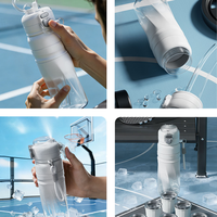 Bouteille d'eau de sport 750ml/1000ml en Tritan sans BPA, avec couvercle pop-up rafraîchissant par brumisation, double ouverture, cordon tressé, écologique, nouveau modèle 2026, logo personnalisé