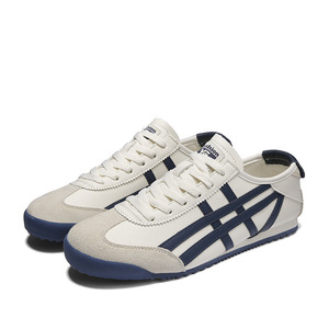 Luxury Shoes Men's Casual Sneakers <b>White</b> Navy Leather Patchwork Breathable Low <b>Heel</b> Rubber Outsole Designer Shoes - Product Image 5