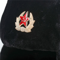 DDA2088-gorros cálidos para hombre y mujer, gorra gruesa de Ushanka con orejera de ciclismo, sombrero ruso con insignia de soldado soviético para exteriores, Invierno