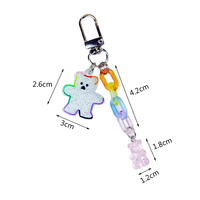 Nouveaux porte-clés en acrylique écologiques arc-en-ciel, vente en gros, pendentif transparent à paillettes, ours 3D en plastique personnalisé, souvenir promotionnel