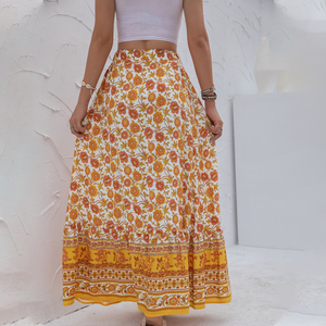 2023 printemps été taille haute imprimé longues jupes fourchettes modeste pour femmes jupes bohème décontractées élégantes - Product Image 3