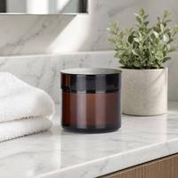 Pot en verre ambré givré vide de 2 oz, 4 oz, 5 oz, 6 oz, 240 ml avec couvercle brillant en or rose pour crème corporelle, cosmétiques et soins de la peau