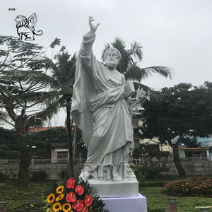 BLVE Statues en pierre naturelle blanche sculptées à la main religieuses personnalisées Statue en marbre <span class=keywords><strong>Simon</strong></span> Peter grandeur nature - Product Image 1