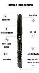 B020 10 किमी लंबी दूरी रिचार्जेबल 450nm ब्लू लेजर फ्लैशलाइट पॉइंटर - Product Image 6