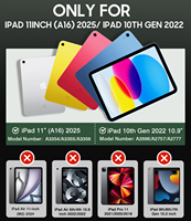 Étui robuste pour tablette avec béquille rotative à 360° pour iPad A16 11e génération 11 pouces 2025 iPad 10e génération 10,9 pouces