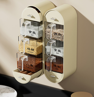 Boîte à épices murale en plastique à 5 compartiments avec poignée auto-adhésive sans poinçon ensemble de contenants de sucre et de sel transparents pour la cuisine