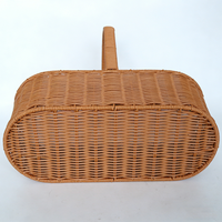 CharmRattan Paniers à fleurs durables et écologiques, grande taille, avec une seule poignée, en plastique PP, en rotin fait main, imperméables, personnalisables