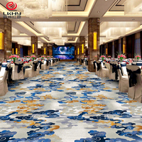 Tapis en nylon imprimé à motifs floraux, rouleau de tapis fantaisie imprimé or et bleu, ignifuge, pour salle de banquet, hôtel