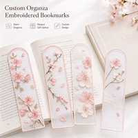 Marcadores de Libros Personalizados de Organza Bordada con Flores de Cerezo, Marcadores de Páginas Transparentes con Diseño Floral para Regalos, Venta al por Menor y Eventos