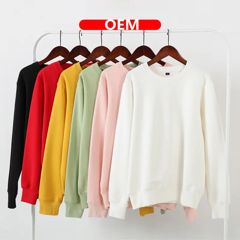 Chm80 Custom cotton crewneck hoodie Pullover Plain Dyed Plush Blank crew neck joggers tracksuit Sweatshirt For wholesale