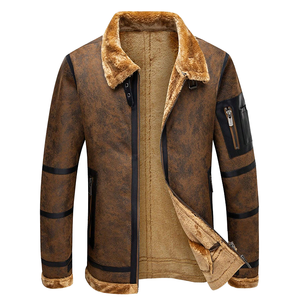 Custom Men's Cowhide <b>Leather</b> Vintage Aviator Bomber <b>Jacket</b> with Faux Fur Lined Collar Windproof Breathable Luxury <b>Winter</b> OEM - Product Image 1