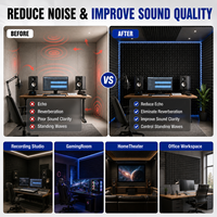 Panneaux acoustiques auto-adhésifs haute densité, insonorisants et ignifuges, pour studio, bureau, chambre