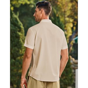 Camisa Guayabera FOXA para Hombre, Manga Corta, Corte Regular, Frente Plisado, 100% Algodón, Transpirable, Informal, para Bodas de Verano - Product Image 2