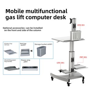 Support universel en acier pour moniteur, <span class=keywords><strong>chariot</strong></span> mobile de maintenance pour rondes médicales, support de levage pour ordinateur de bureau 10-24 pouces - Product Image 2