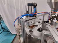 Machine de remplissage et de scellage automatique rotative pour sacs et canettes, ligne d'emballage multi-stations pour liquides/pâtes/gelées/yaourts/sauces, 220V, en acier inoxydable