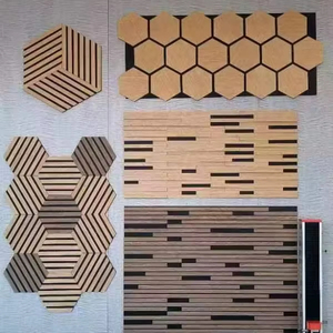 Européen personnalisé peler et coller ignifugation HEXAGO insonorisant Art maison plafond MDF lattes de bois panneaux acoustiques muraux akupanel - Product Image 1