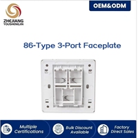 Plaque murale RJ45 femelle-femelle 3 ports blanche 86x86mm, terminaison sans outil, conforme RoHS pour la télécommunications (vente en gros)