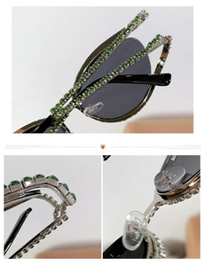 81050 New Style Personality Fashion Brand Cat Eye Colorful Diamond Versatile Women Shades Vintage <b>Sunglasses</b> - Product Image 6
