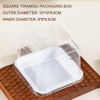 Carré Rouge Velours Forêt Noire Gâteau Mini Gâteau PET Tiramisu Boîte Tiramisu Conteneur Boîte Transparente Tiramisu Boîte Dessert Tiramisu