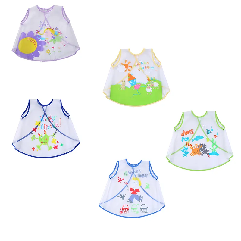 Baberos de bebé a prueba de desorden, babero de bebé, traje de manga corta, Baberos impermeables para niños pequeños, lavables a máquina para bebés, niñas y niños