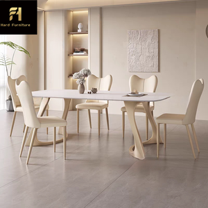Table à manger de luxe française en pierre frittée, design nordique simple et <span class=keywords><strong>blanc</strong></span>, pour 6 personnes - Product Image 3