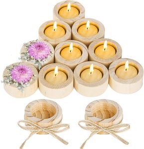 12 Pack Handmade Wood Tea Light Candle <strong>Holders</strong> Rustic Wooden Pillar <strong>Tealight</strong> Candlestick Vintage Decorative Votive Easter - Product Image 1