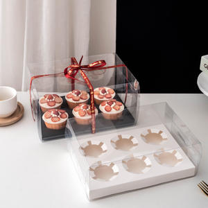 Robuster durchsichtiger Kunststoff <span class=keywords><strong>2</strong></span> 4 6 9 12 Count Dessert Display Geschenk verpackung Lagerung Gebäck Cupcake <span class=keywords><strong>Box</strong></span> mit Einsatz - Product Image 5