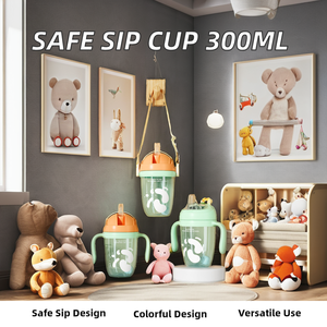 Silicone 300ml Sippy Cup pour les tout-petits Anti-étouffement bébé paille à boire tasse mamelon de qualité alimentaire entraînement sensoriel bouteille d'eau enfants - Product Image 3